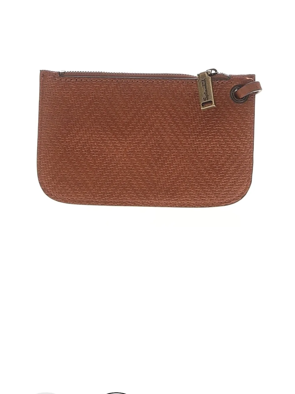 Splendid Tan Woven Wristlet Pouch with Gold Logo